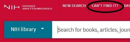 Screenshot from Oria that shows the location of the "Can't find" link.