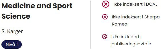 Bilde fra Kanalregisteret som viser hvor du finner informasjon om at tidsskriftet ikke har en publiseringsavtale.