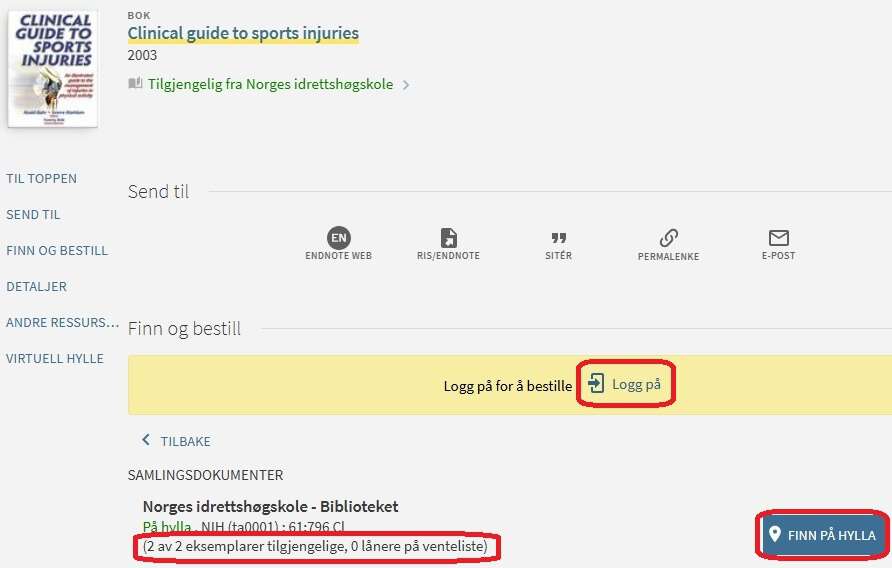 Skjermbilde av bokpost i Oria med informasjon om hva som er inne og hvor det er plassert.