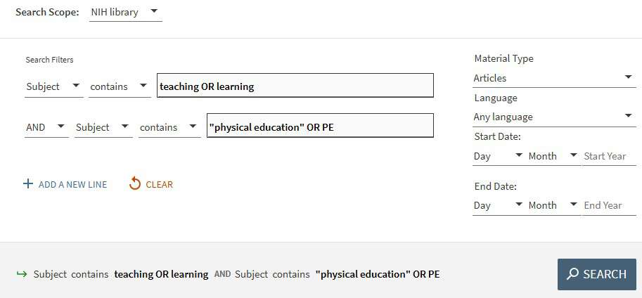 Screenshot of the advanced search in Oria