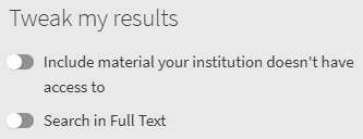 Screenshot of Tweak my results in Oria