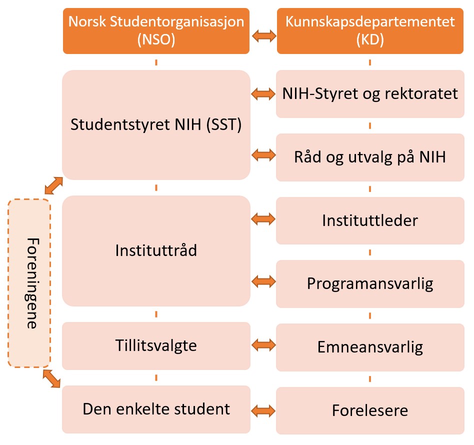 Flow chart som viser ansvar og kommunikasjon