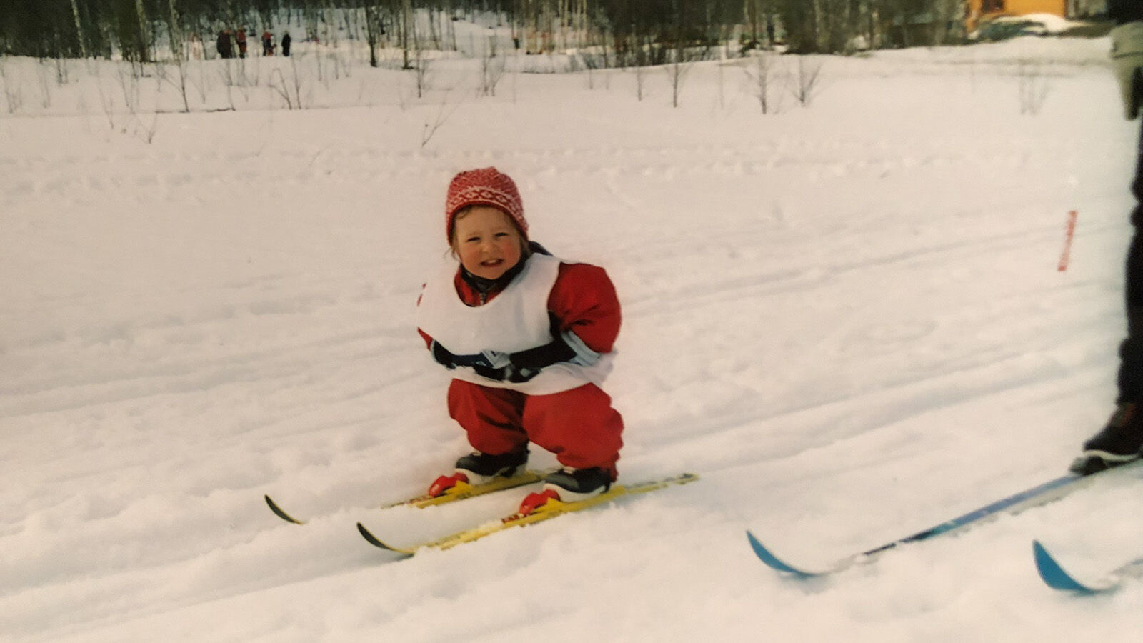 Little girl skiing