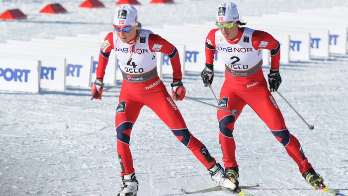 Therese Johaug og Marit Bjørgen at ski race in Holmenkollen