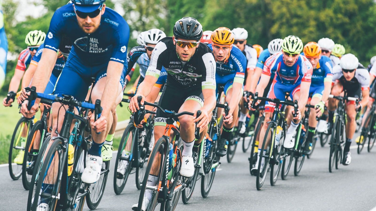 Group of racing bicyclists