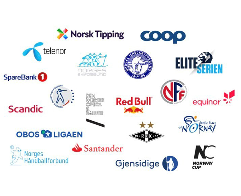 En oversikt over noen av de kundene Andrea jobber med som prosjektleder i Sponsor Insight AS.