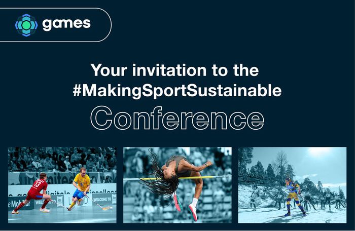 Text on image: Your invitation to the Making Sports Sustainable Conferance